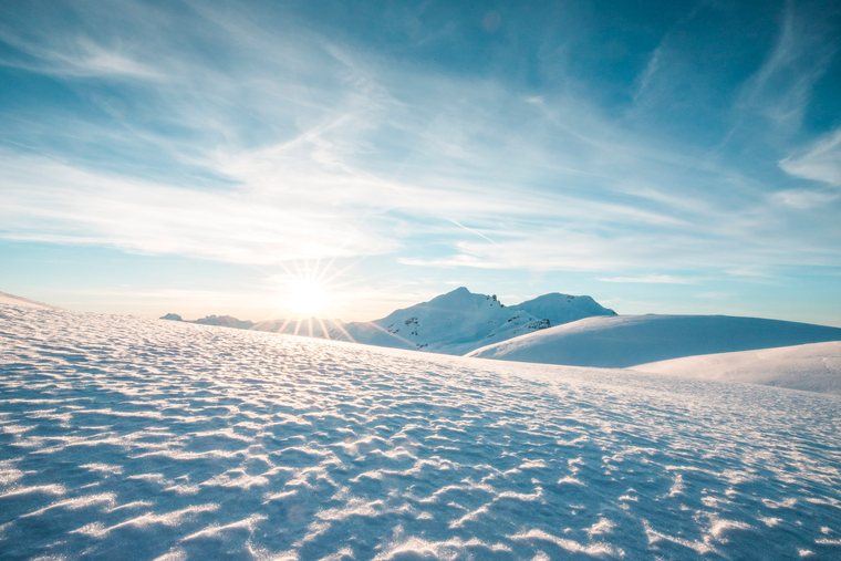 Snowy sunset at the Stierloch, Lech Zürs, 2019