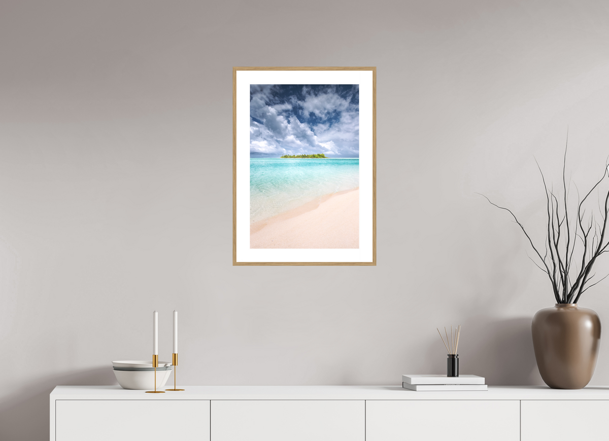 40 x 60 cm, Rahmen-Holzoptik Tropical Coastline, Aitutaki