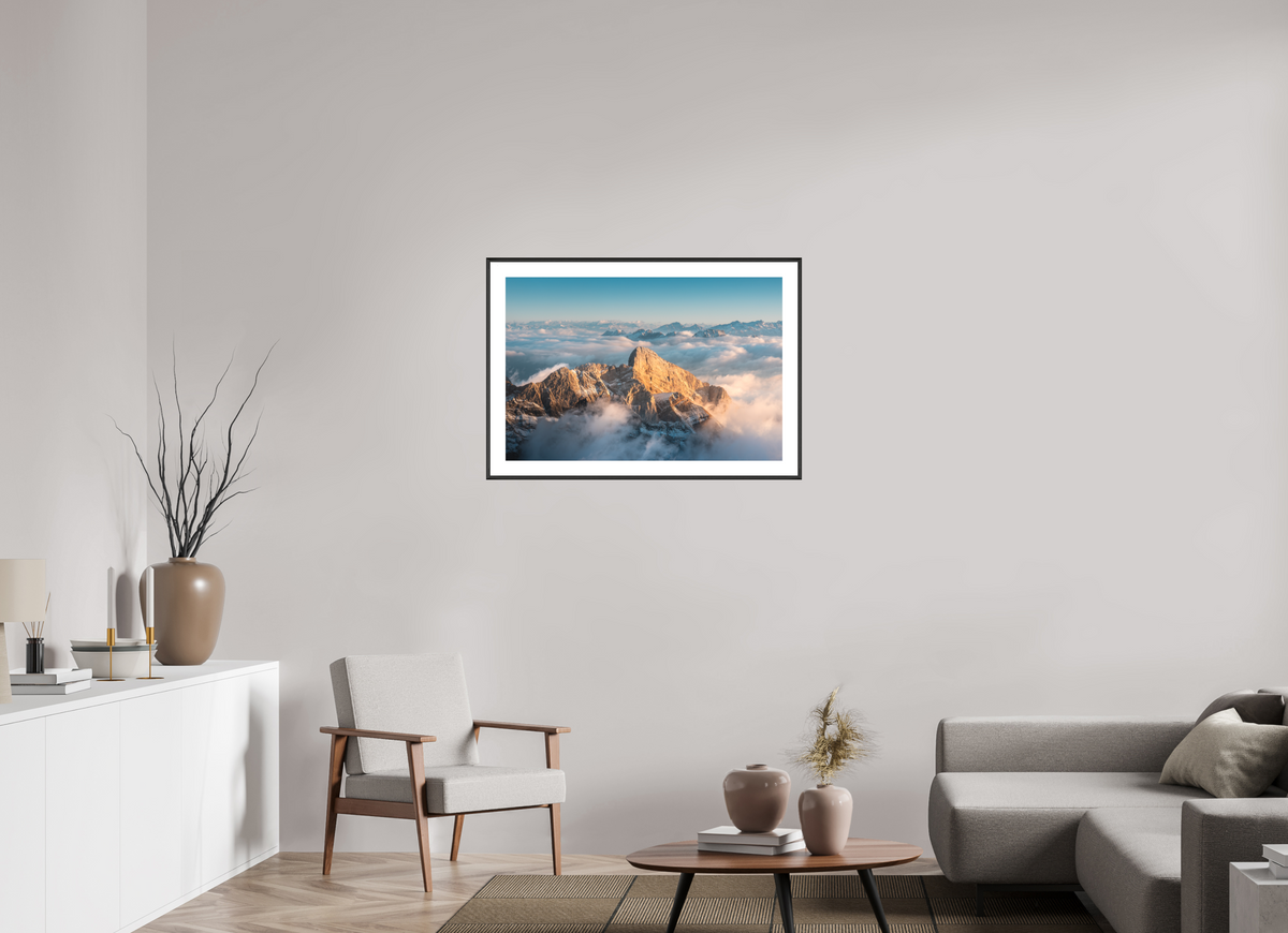 90 x 60 cm, Rahmen-Schwarz Säntis Sunset, Switzerland Alps