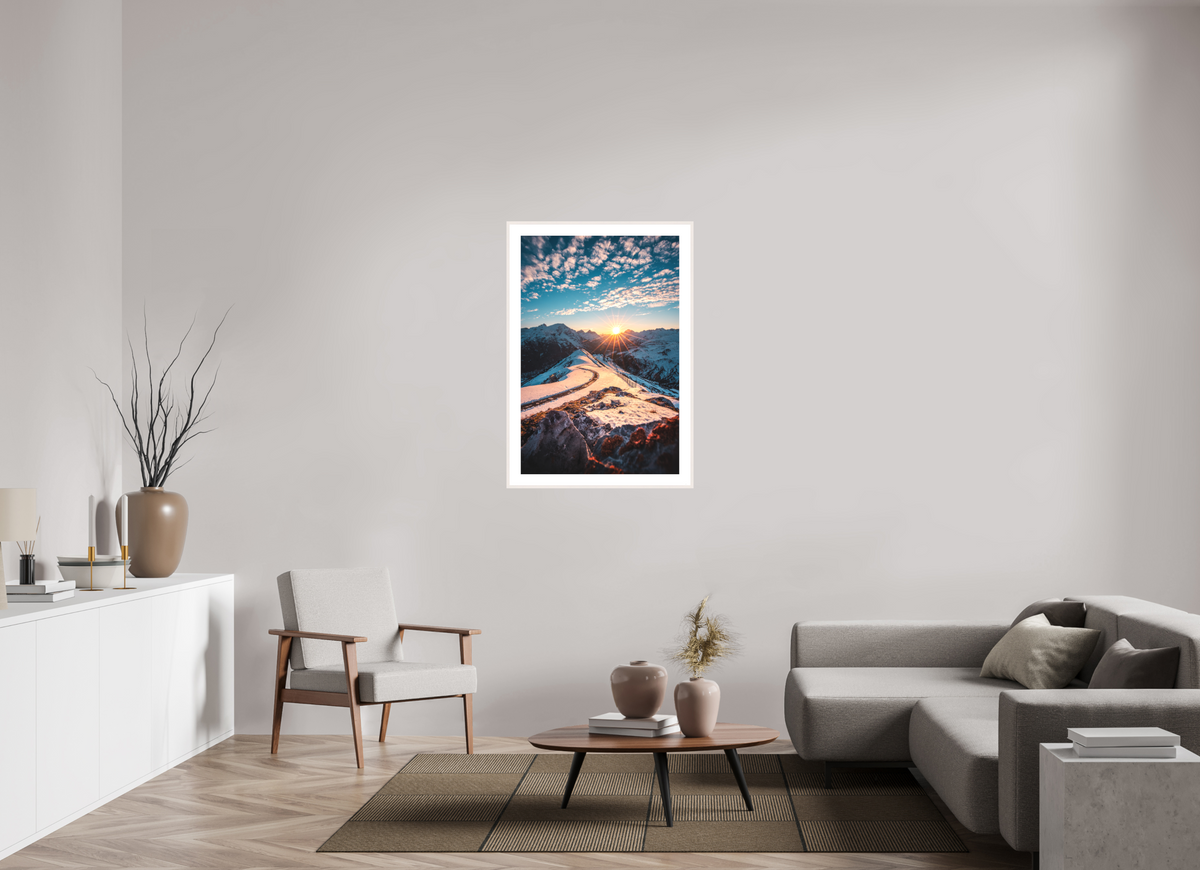 70 x 105 cm, Rahmen-Weiß Kriegerhorn at Sunset, Lech