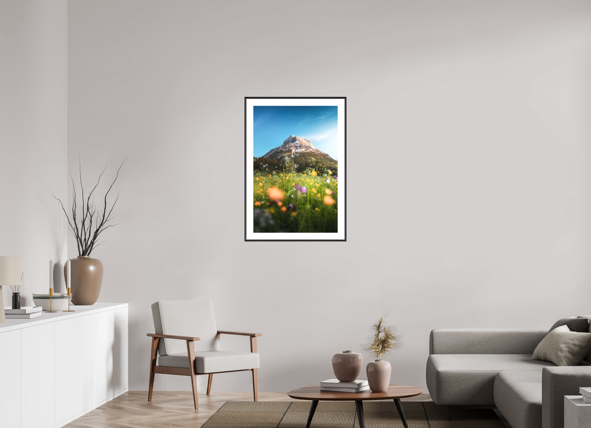 60 x 90 cm, Rahmen-Schwarz Omeshorn in the Sunset Glow, Lech