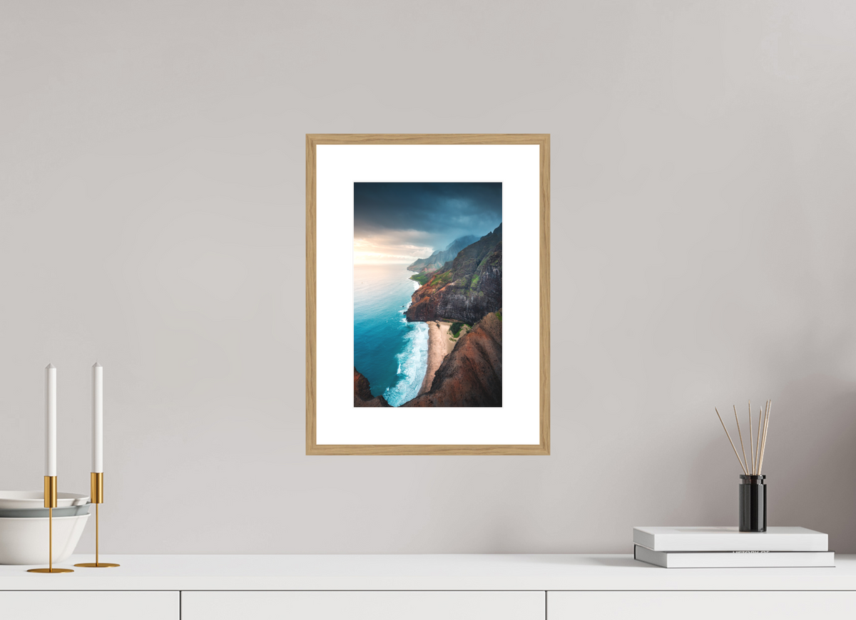 20 x 30 cm, Rahmen-Holzoptik Coastline Viewpoint, Kauai