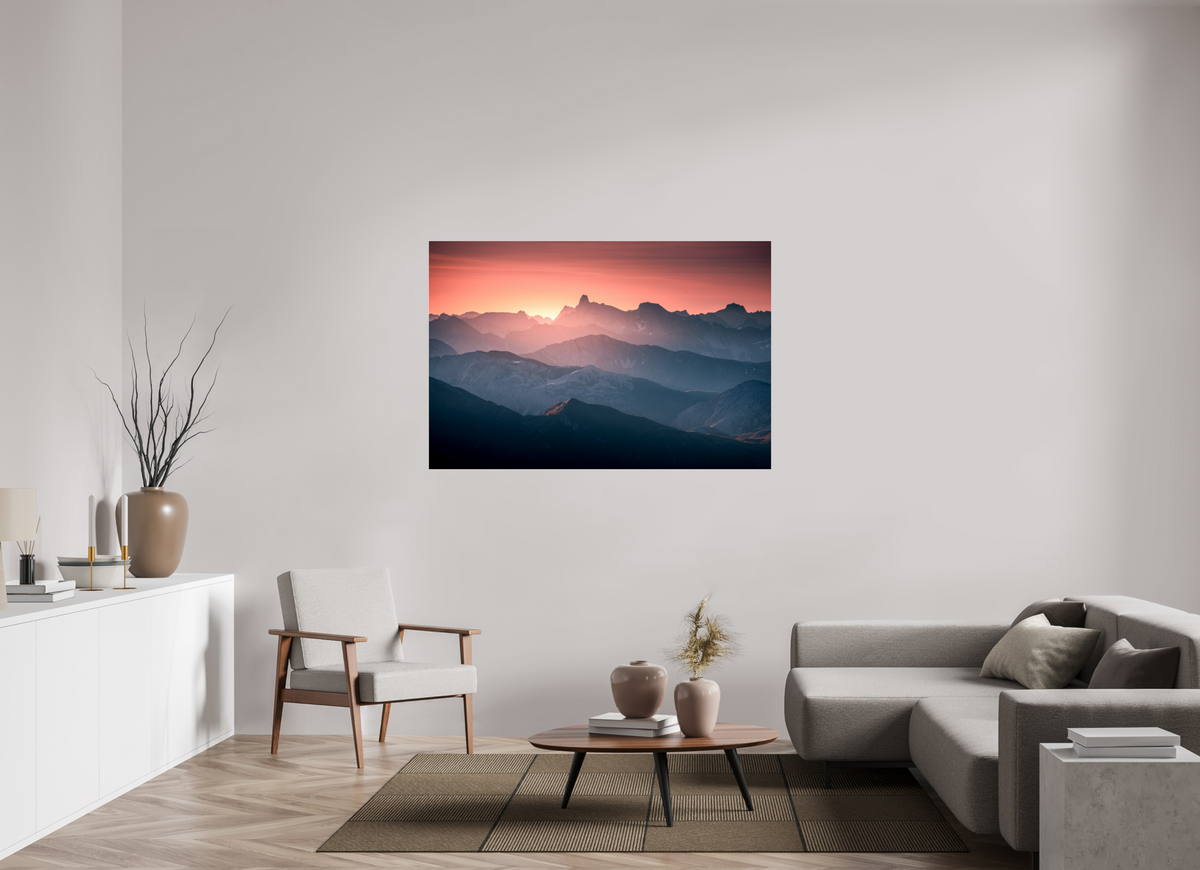 150 x 100 cm, Photo Print Under Acrylic Glass Mountain Layers Below the Mohnenfluh, Lech