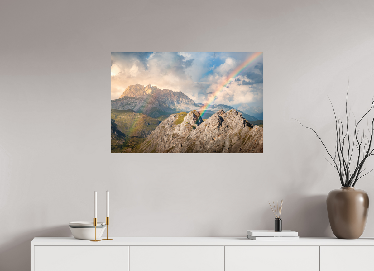 90 x 60 cm, Papierprint ohne Rahmen Rainbow over Rote Wand, Arlberg Alps