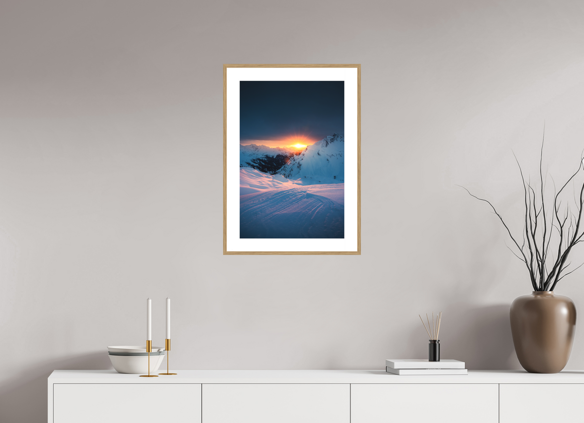 40 x 60 cm, Rahmen-Holzoptik Sunset Above Zürs, Arlberg