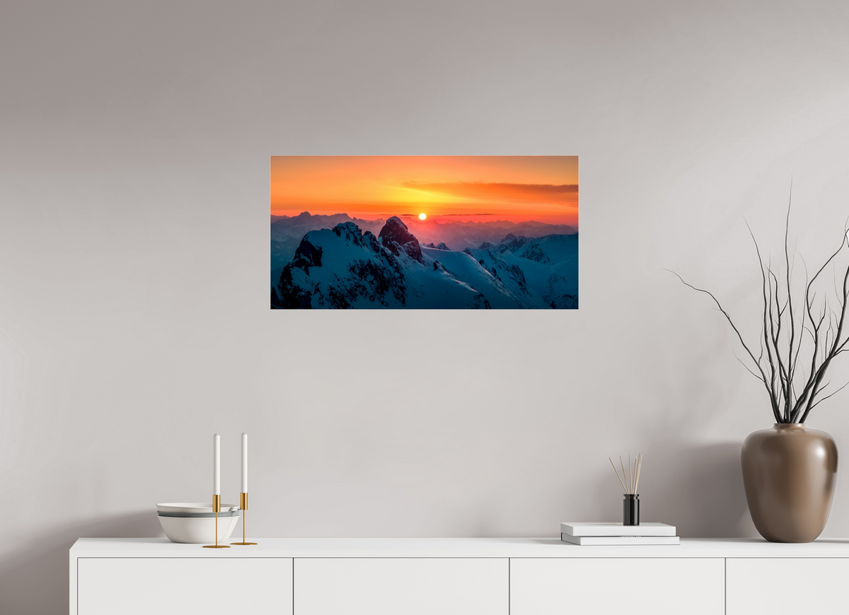 80 x 40 cm, Photo Print Under Acrylic Glass Winter Sunset Above Lech Zürs, Arlberg