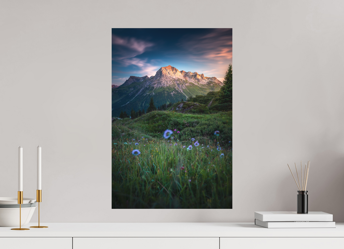 40 x 60 cm, Papierprint ohne Rahmen Omeshorn Sunset, Lech Austria