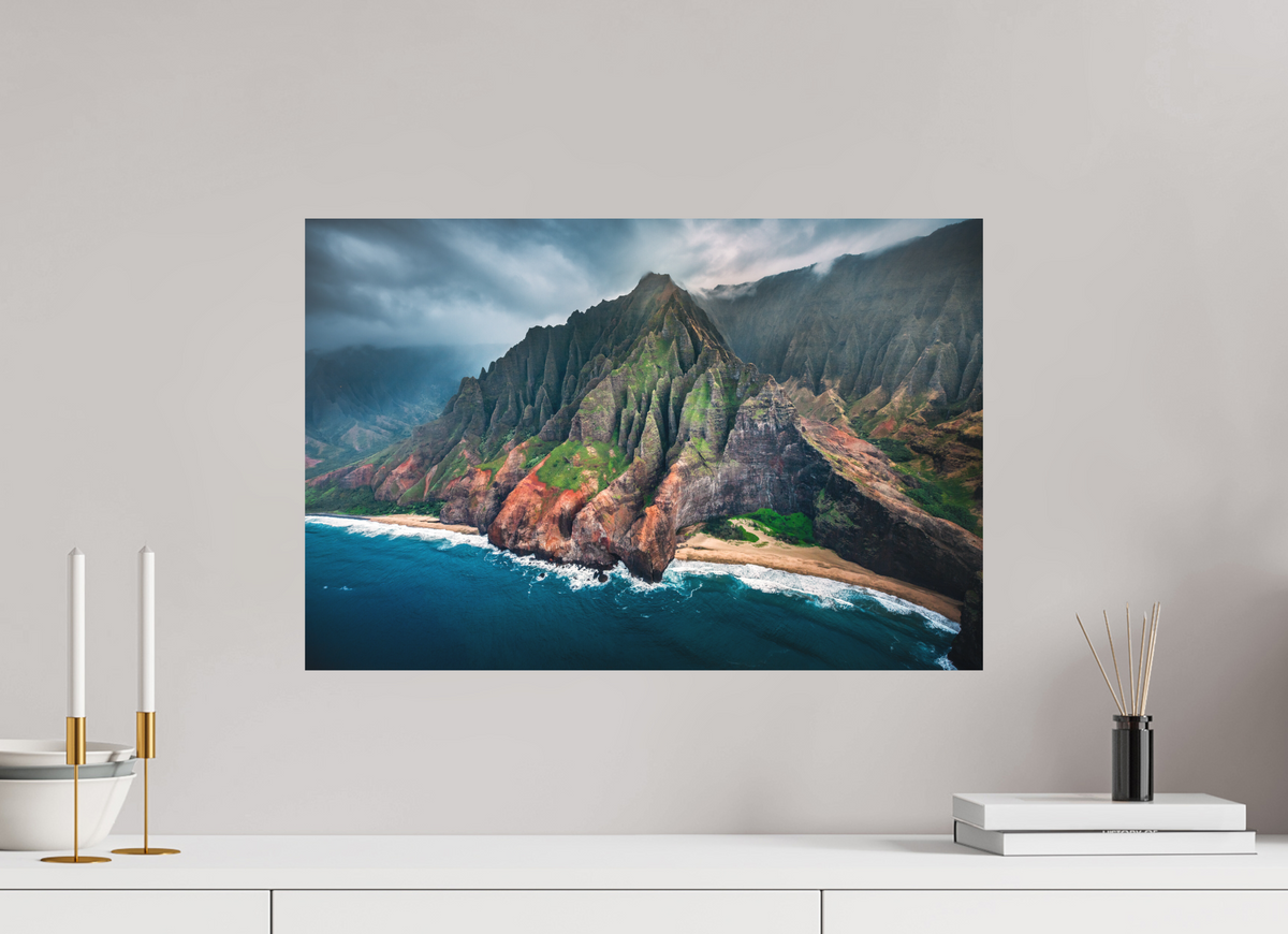 60 x 40 cm, Papierprint ohne Rahmen Napali Coast Cliffs, Kauai Hawaii