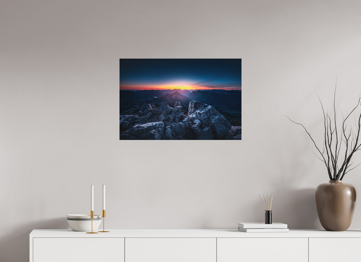 75 x 50 cm, Papierprint ohne Rahmen Sunrise at the Mohnenfluh, Lech