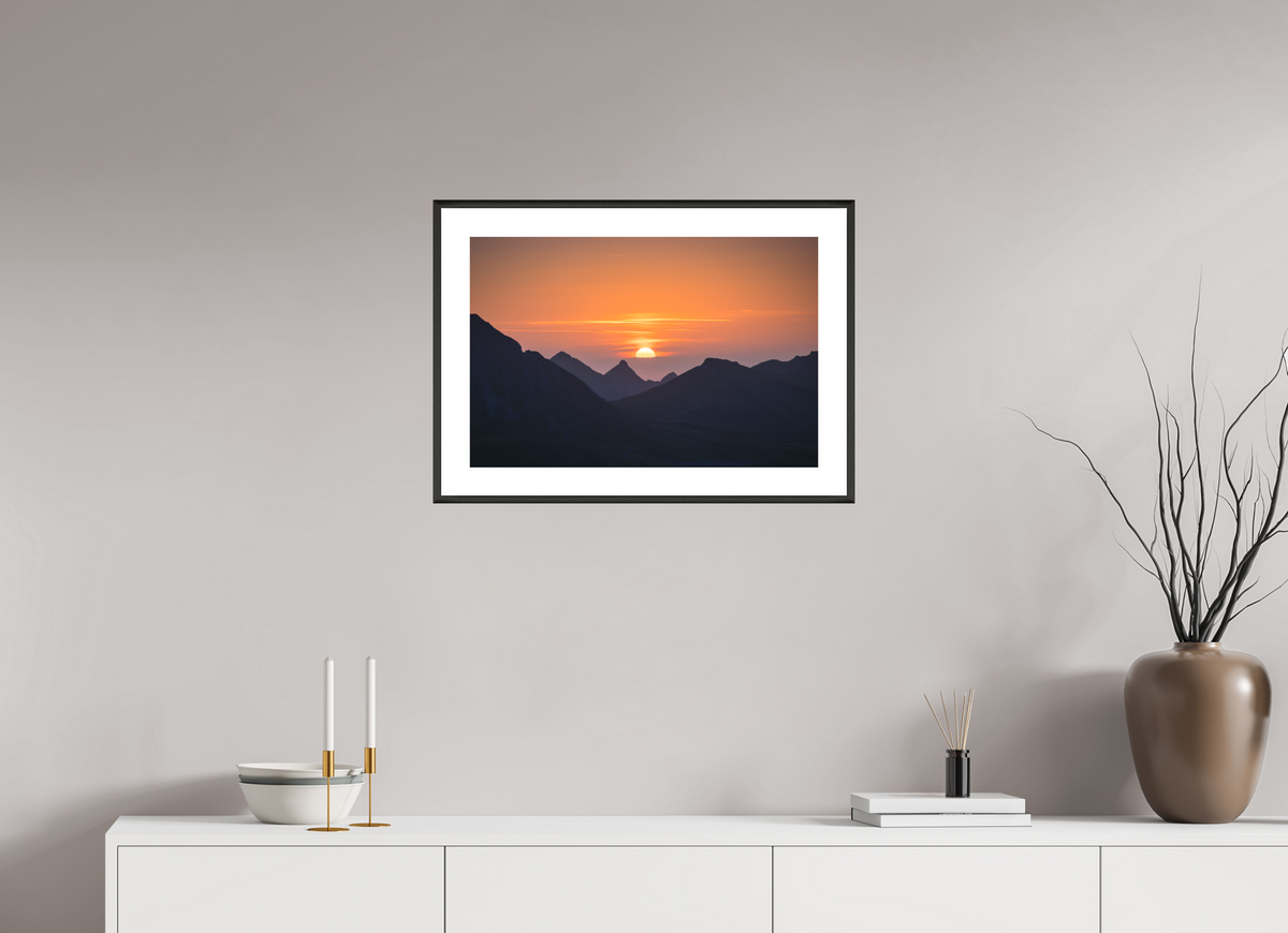 60 x 40 cm, Rahmen-Schwarz Portlerhorn Sunrise, Vorarlberg