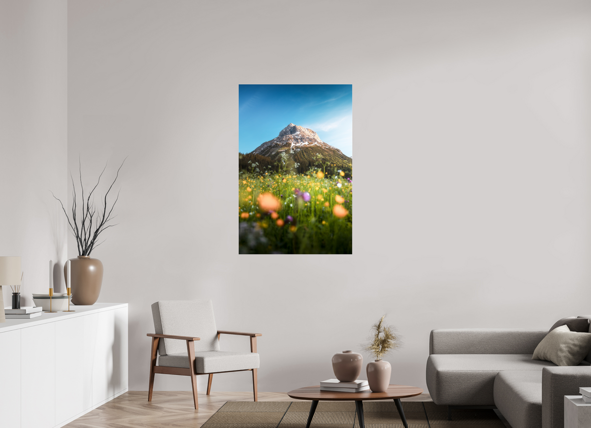 80 x 120 cm, Photo Print Under Acrylic Glass Omeshorn in the Sunset Glow, Lech