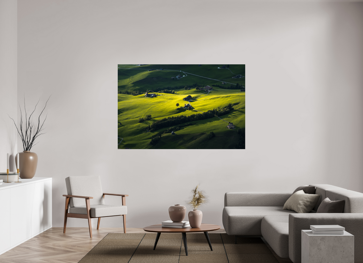 180 x 120 cm, Photo Print Under Acrylic Glass Swiss Farmland at Hoher Kasten, Alpstein