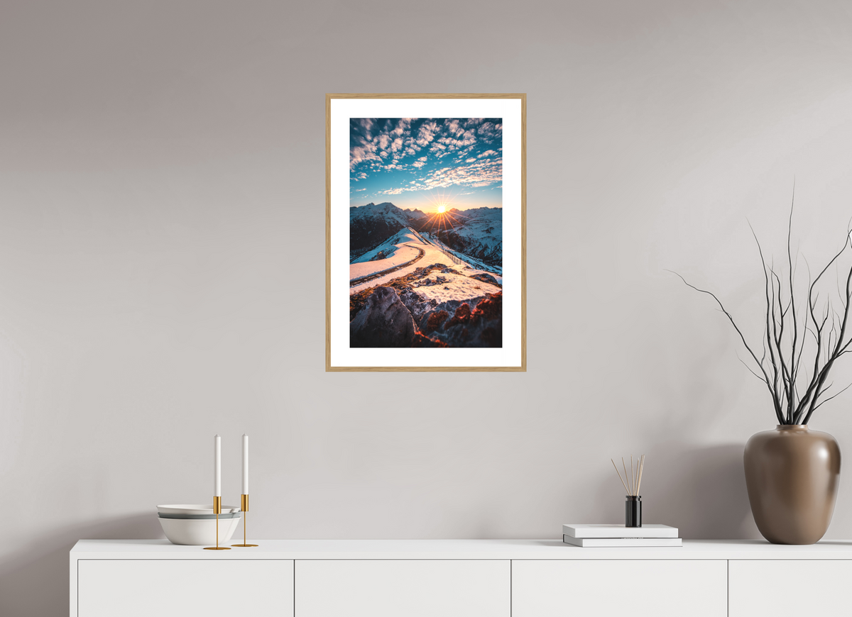 40 x 60 cm, Rahmen-Holzoptik Kriegerhorn at Sunset, Lech