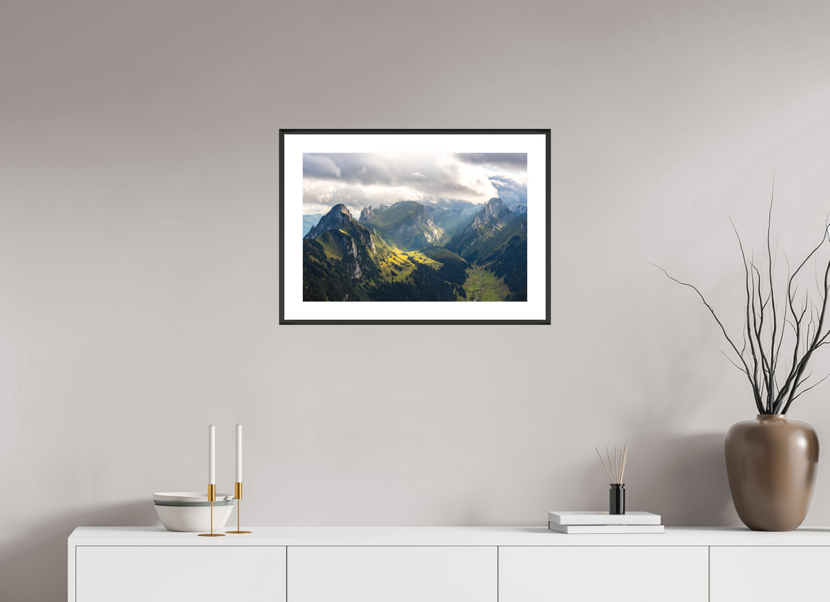 60 x 40 cm, Rahmen-Schwarz Valley in the Alpstein