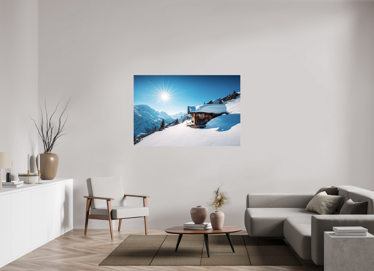 150 x 100 cm, Photo Print Under Acrylic Glass Zug Hütte, Alpine Refuge, Arlberg