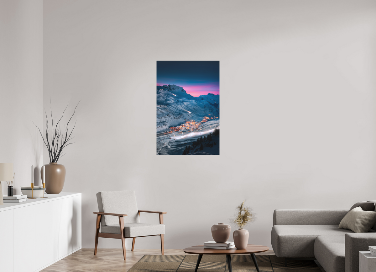 70 x 105 cm, Papierprint ohne Rahmen Zürs at Night, Arlberg