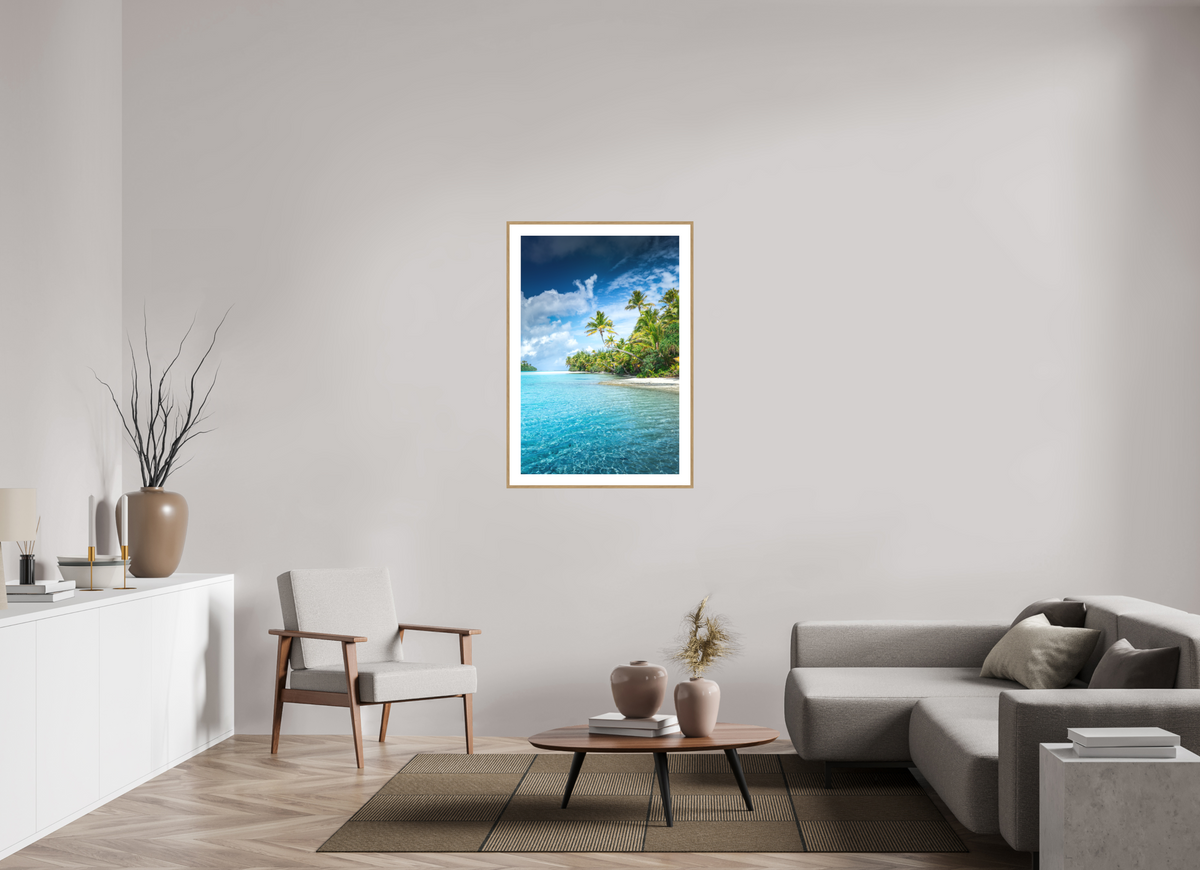 70 x 105 cm, Rahmen-Holzoptik Palm Coast, Aitutaki Lagoon