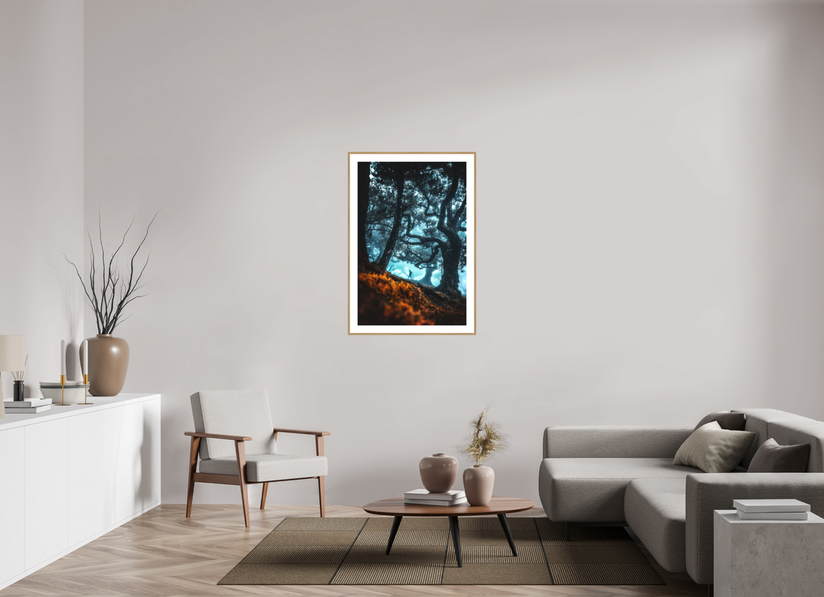 70 x 105 cm, Rahmen-Holzoptik Enchanted Forest, Fanal, Madeira