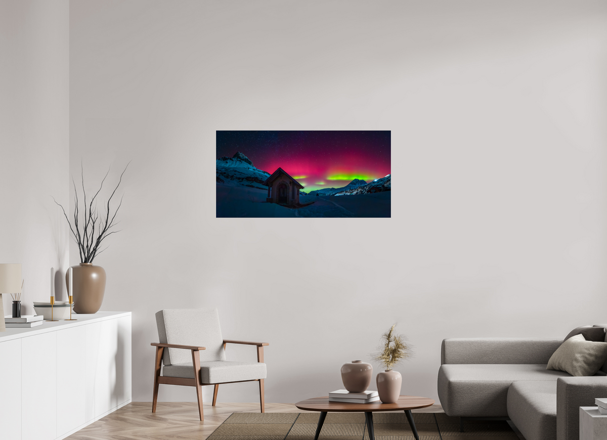 120 x 60 cm, Photo Print Under Acrylic Glass Polar Lights over Zürs, Arlberg