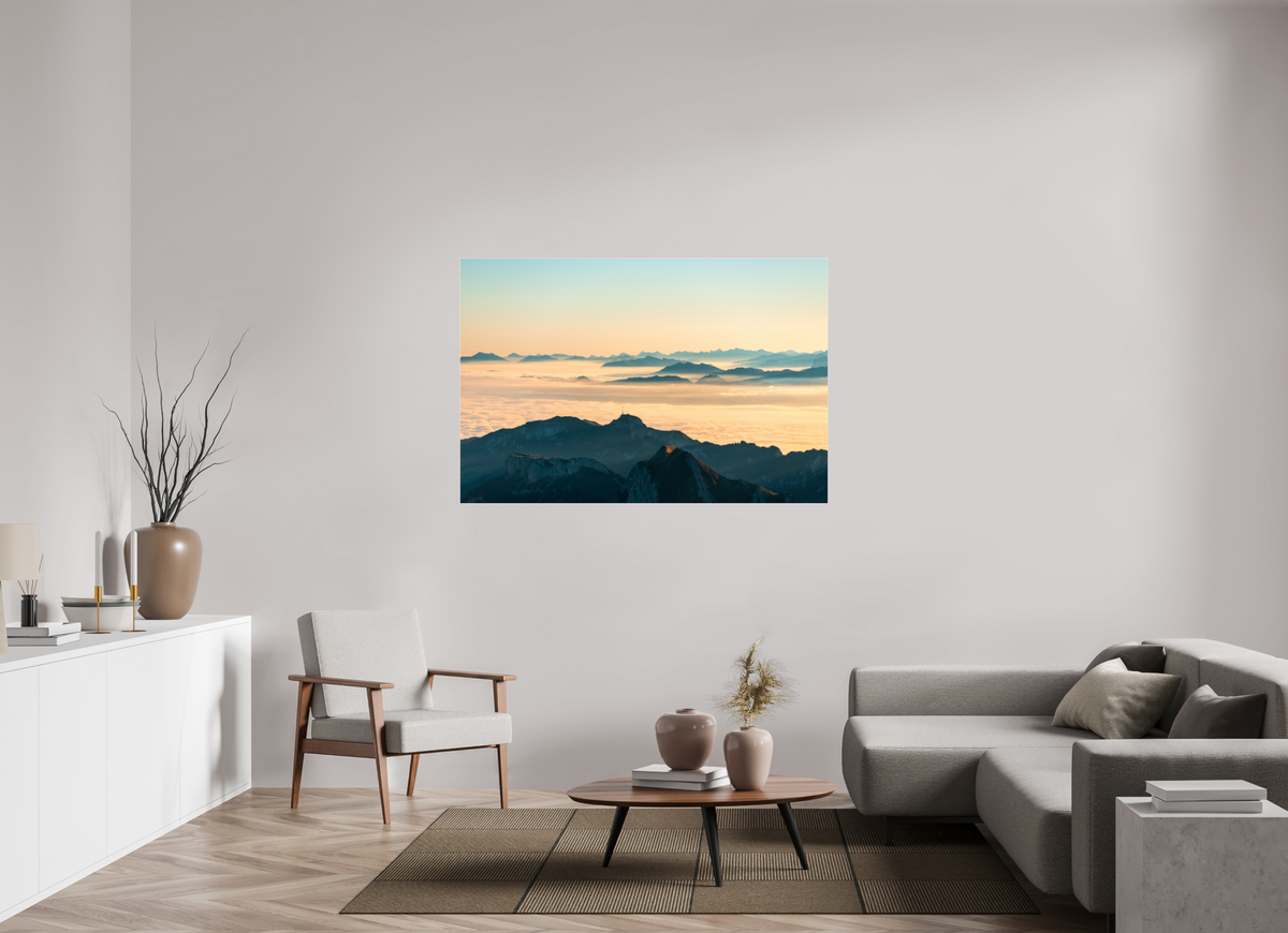 150 x 100 cm, Photo Print Under Acrylic Glass Säntis Morning Layers, Switzerland
