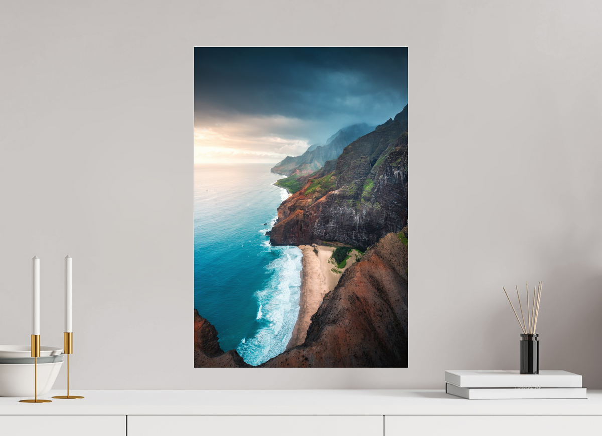 40 x 60 cm, Photo Print Under Acrylic Glass Coastline Viewpoint, Kauai