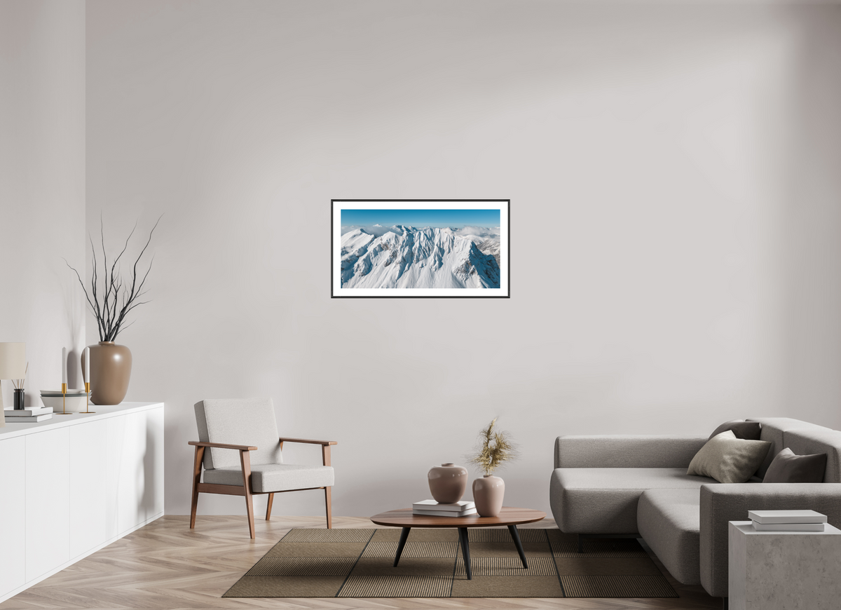 100 x 50 cm, Rahmen-Schwarz Omeshorn Winter, Arlberg Austria