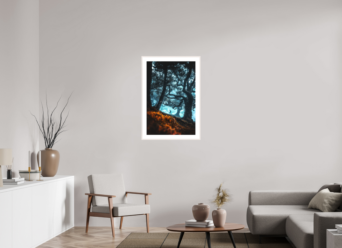 60 x 90 cm, Rahmen-Weiß Enchanted Forest, Fanal, Madeira
