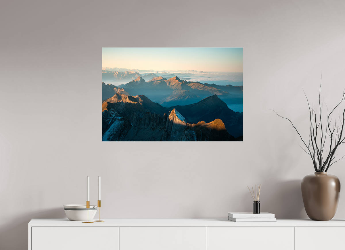 90 x 60 cm, Photo Print Under Acrylic Glass Säntis Morning Ridge Light, Switzerland