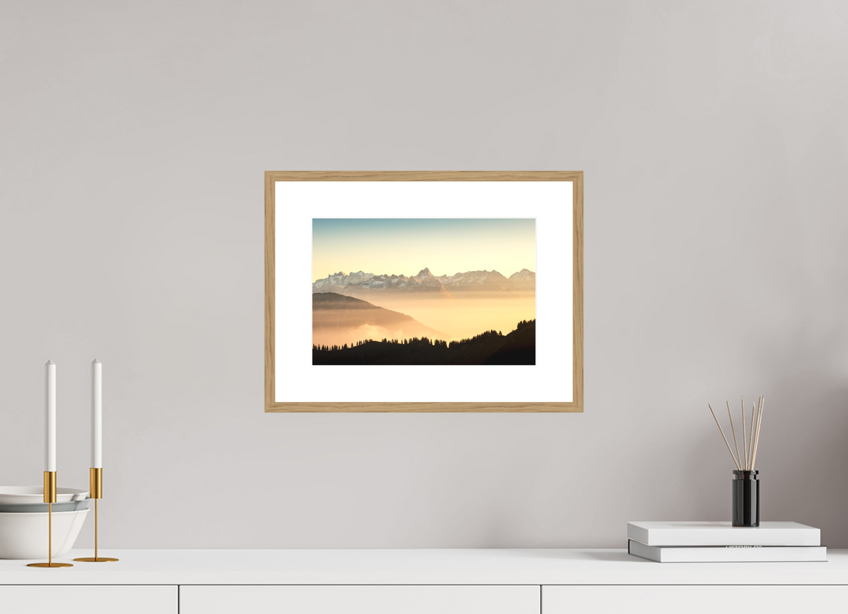 30 x 20 cm, Rahmen-Holzoptik Zimba Above the Sea of Fog, Vorarlberg