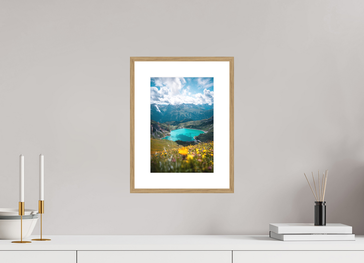 20 x 30 cm, Rahmen-Holzoptik Turquoise Lake in Summer, Lech