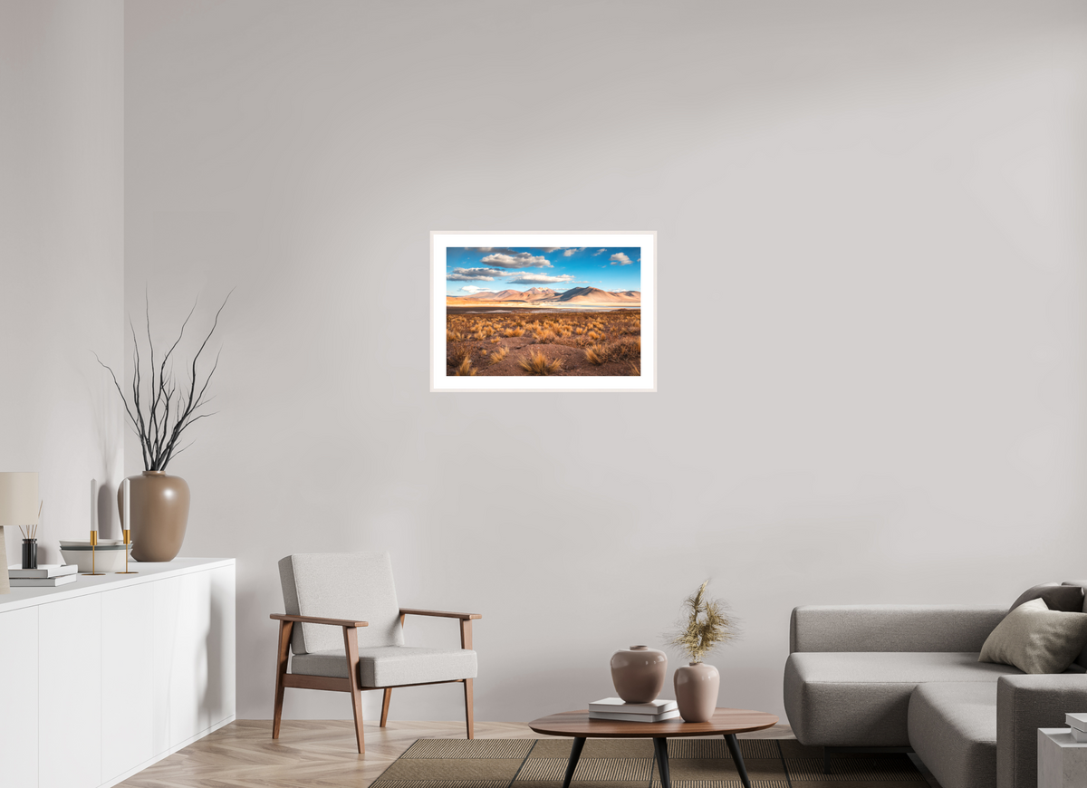 75 x 50 cm, Rahmen-Weiß Golden Light in the Atacama Desert
