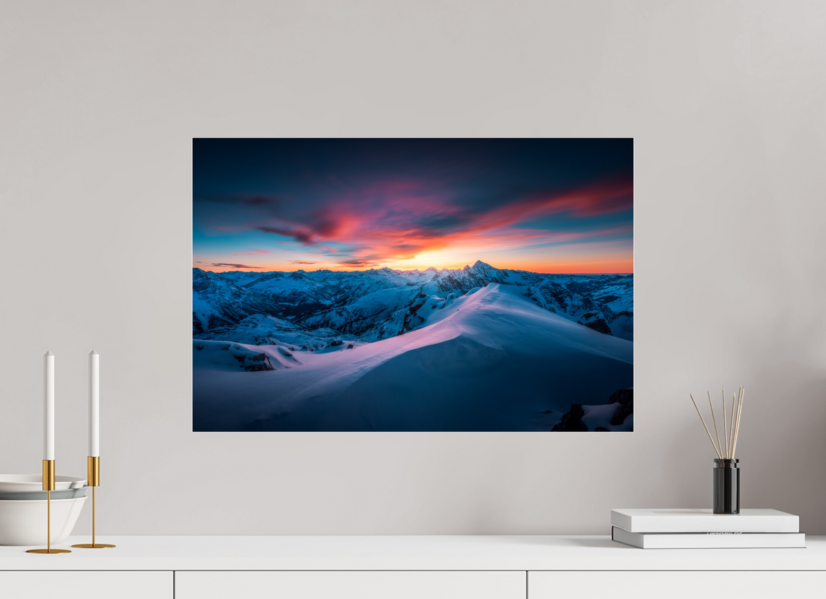 60 x 40 cm, Photo Print Under Acrylic Glass Sunset at the Mohnenfluh, Lech