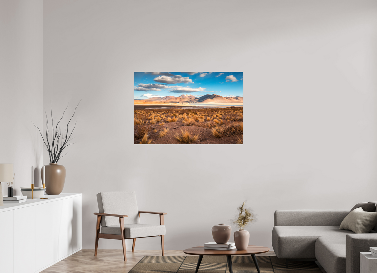 120 x 80 cm, Photo Print Under Acrylic Glass Golden Light in the Atacama Desert