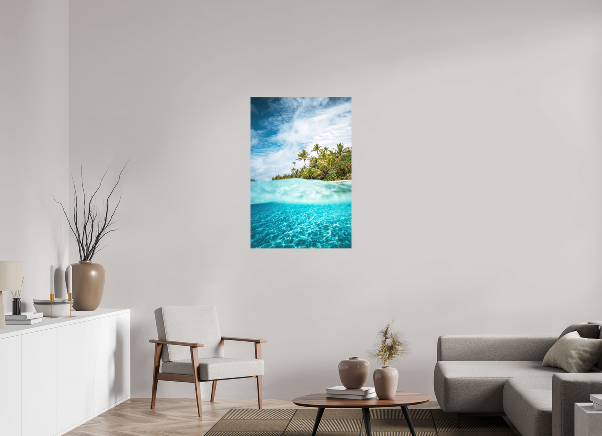 70 x 105 cm, Papierprint ohne Rahmen Above and Below the Waterline, Aitutaki