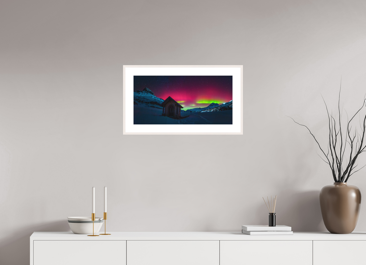 60 x 30 cm, Rahmen-Weiß Polar Lights over Zürs, Arlberg