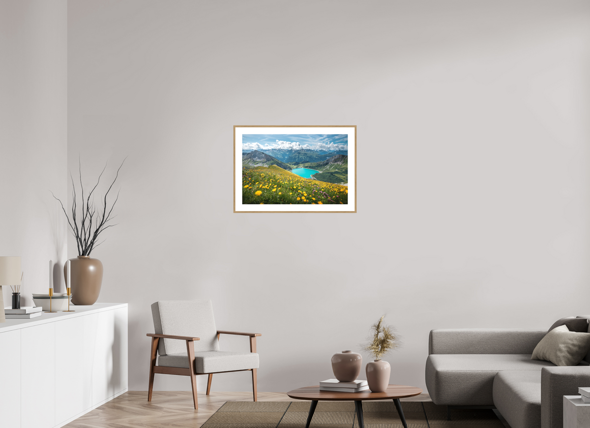75 x 50 cm, Rahmen-Holzoptik Spullersee Summer Meadow, Lech
