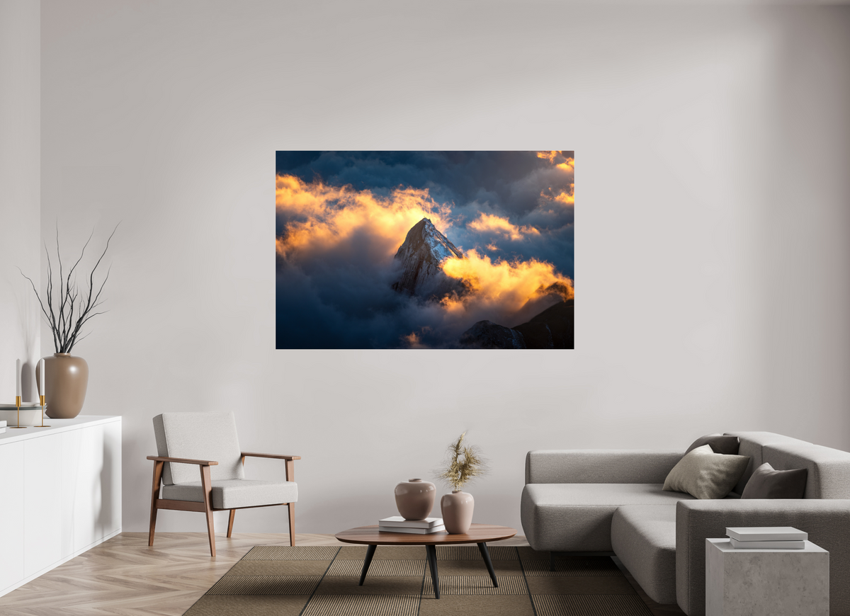180 x 120 cm, Photo Print Under Acrylic Glass Säntis Cloud Glow at Sunset, Switzerland