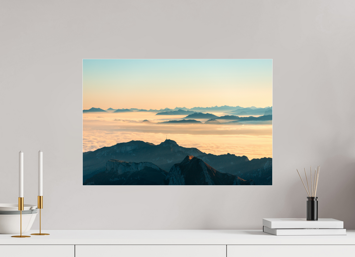 60 x 40 cm, Photo Print Under Acrylic Glass Säntis Morning Layers, Switzerland
