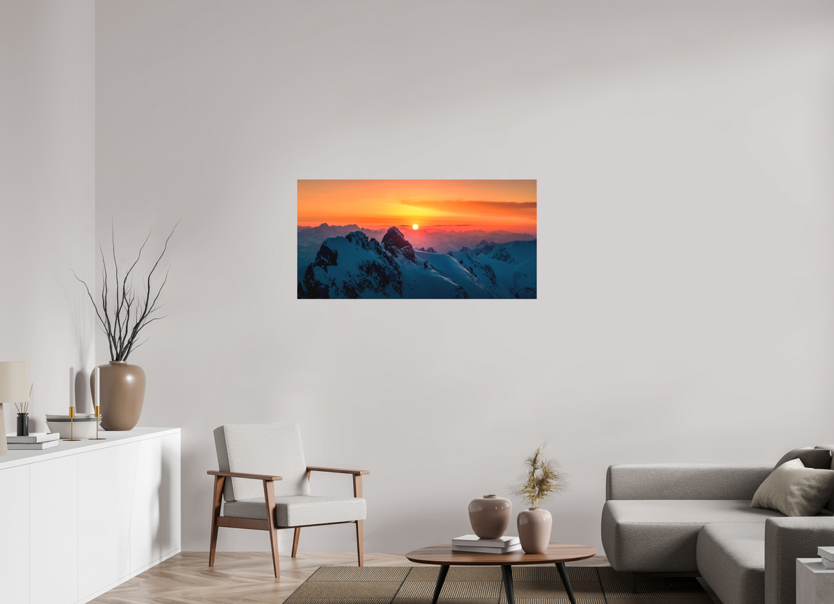 120 x 60 cm, Papierprint ohne Rahmen Winter Sunset Above Lech Zürs, Arlberg