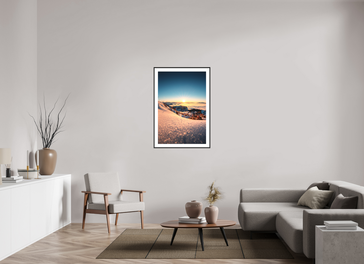 70 x 105 cm, Rahmen-Schwarz Sunset Mountain Layers, Vorarlberg