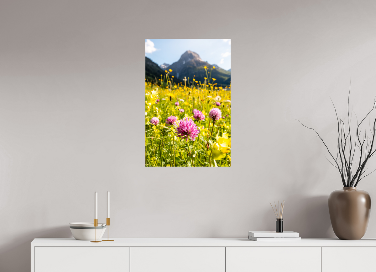 50 x 75 cm, Photo Print Under Acrylic Glass Wildflower Meadow Below the Peak