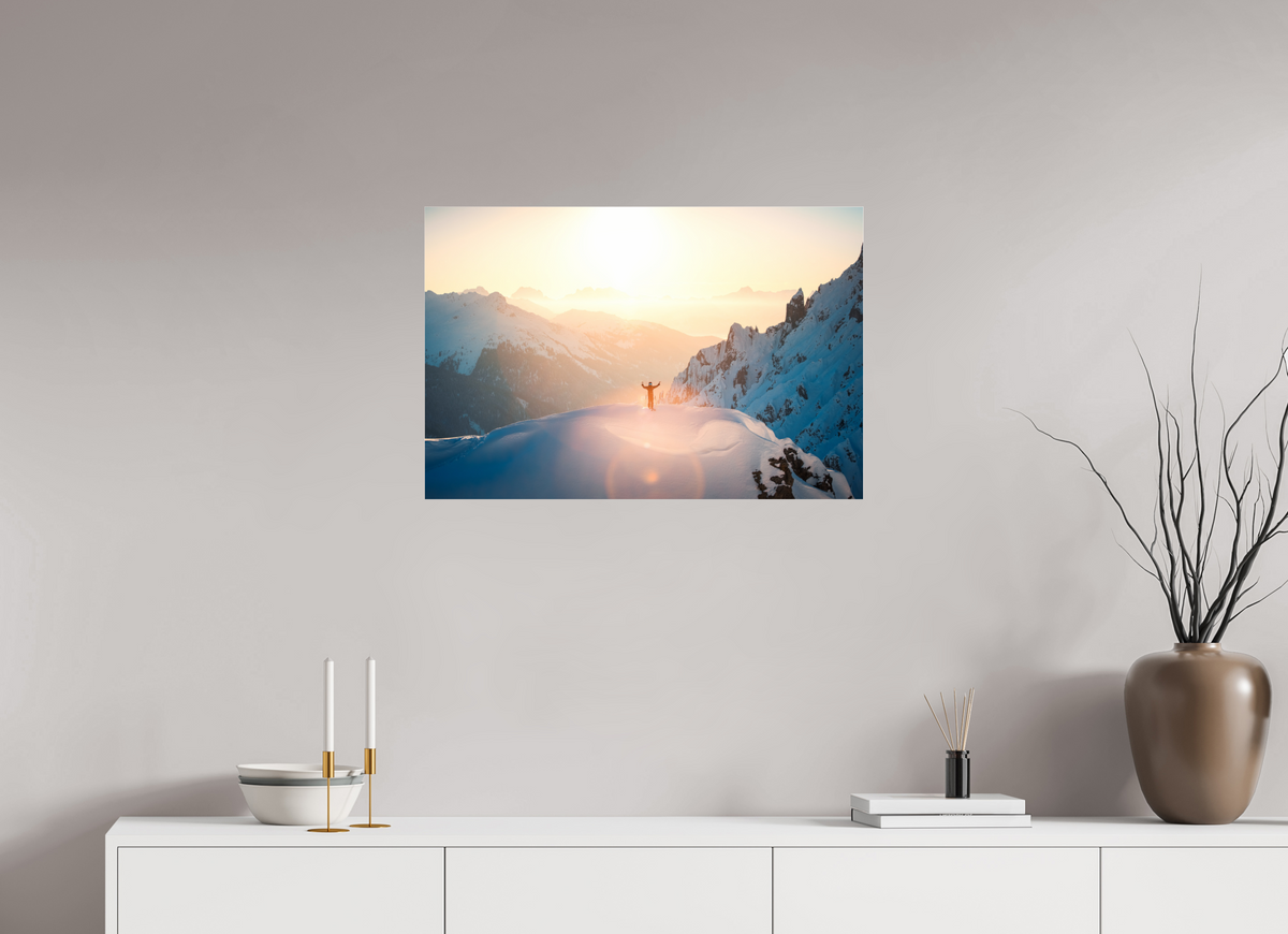 75 x 50 cm, Photo Print Under Acrylic Glass Sunset Summit, Zürs