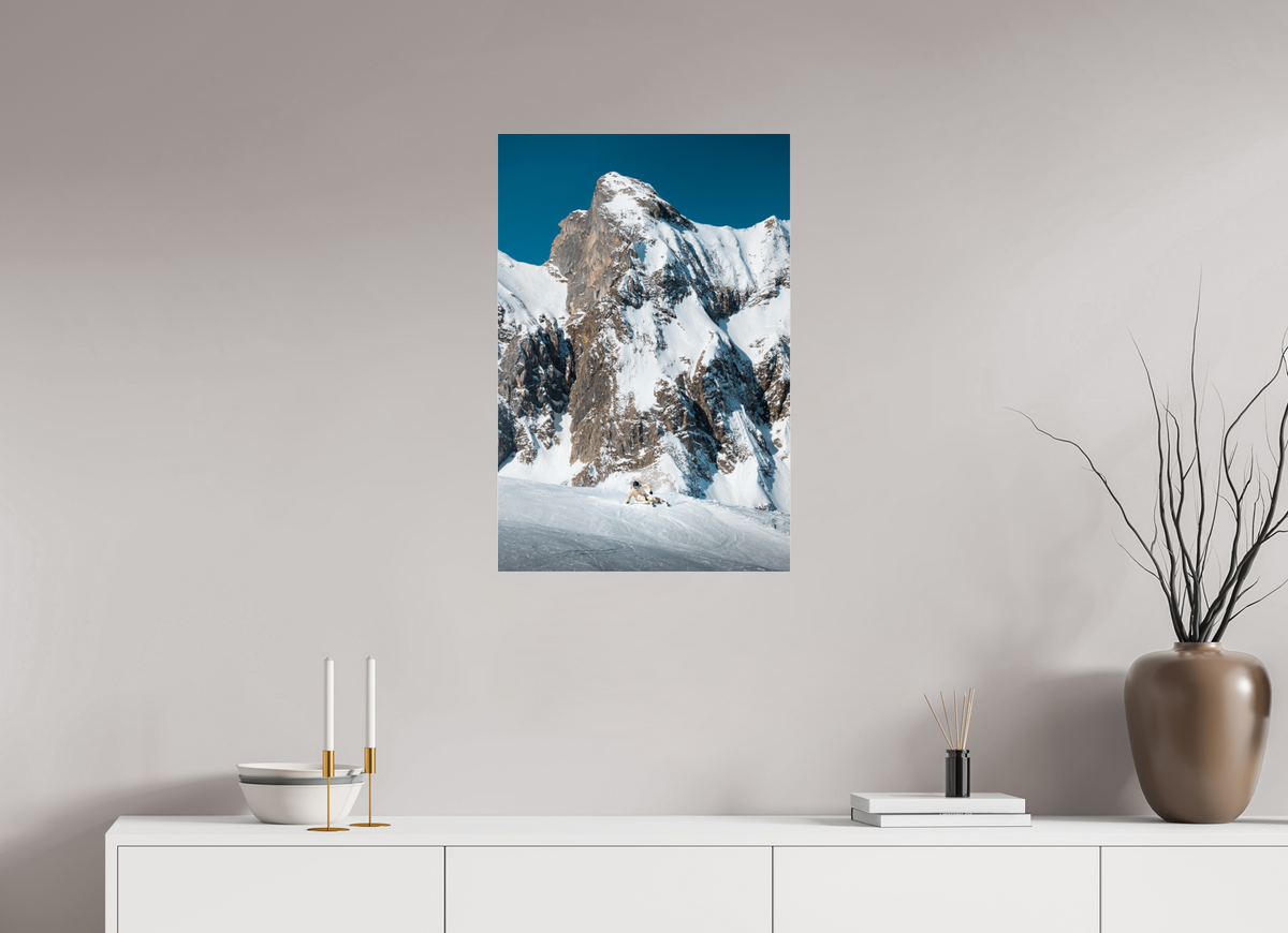50 x 75 cm, Photo Print Under Acrylic Glass Snowy Rock Face in Winter