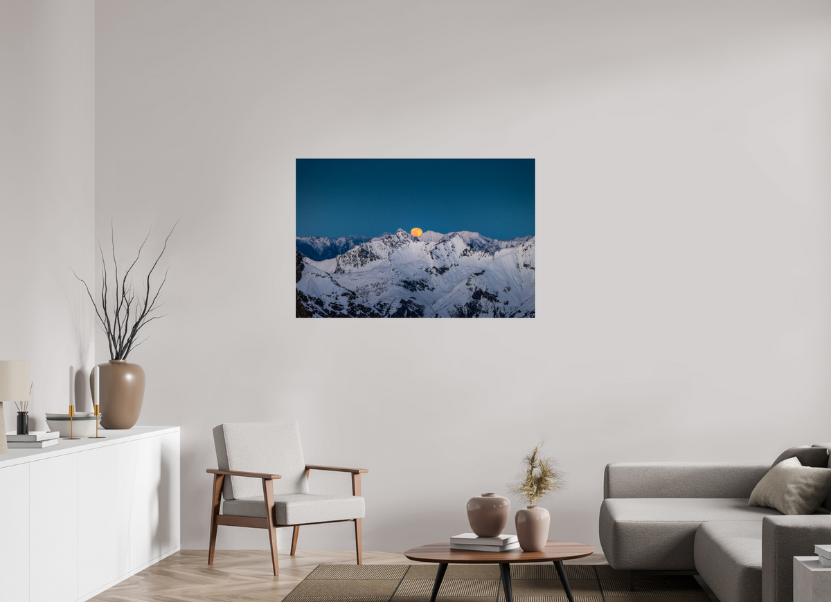 120 x 80 cm, Photo Print Under Acrylic Glass Moonrise at Trittkopf, Arlberg