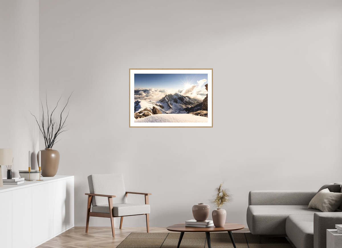 90 x 60 cm, Rahmen-Holzoptik Dramatic Sunset at the Valluga, Arlberg