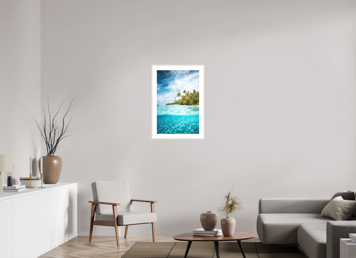 50 x 75 cm, Rahmen-Weiß Above and Below the Waterline, Aitutaki