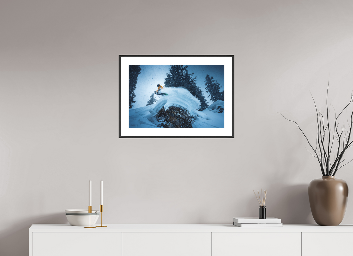 60 x 40 cm, Rahmen-Schwarz Freeride Jump, Sonnenkopf