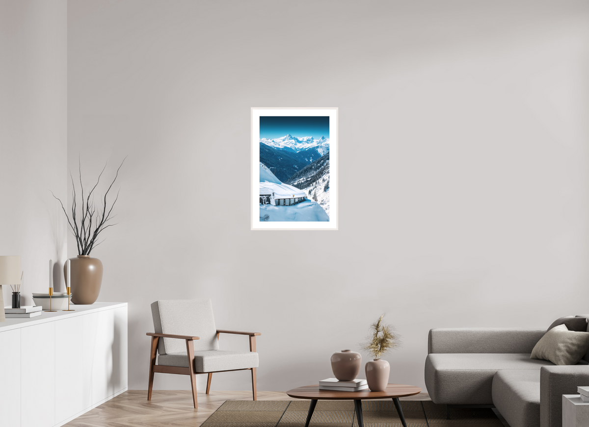 50 x 75 cm, Rahmen-Weiß Ski Jump at the Flexenpass, Arlberg