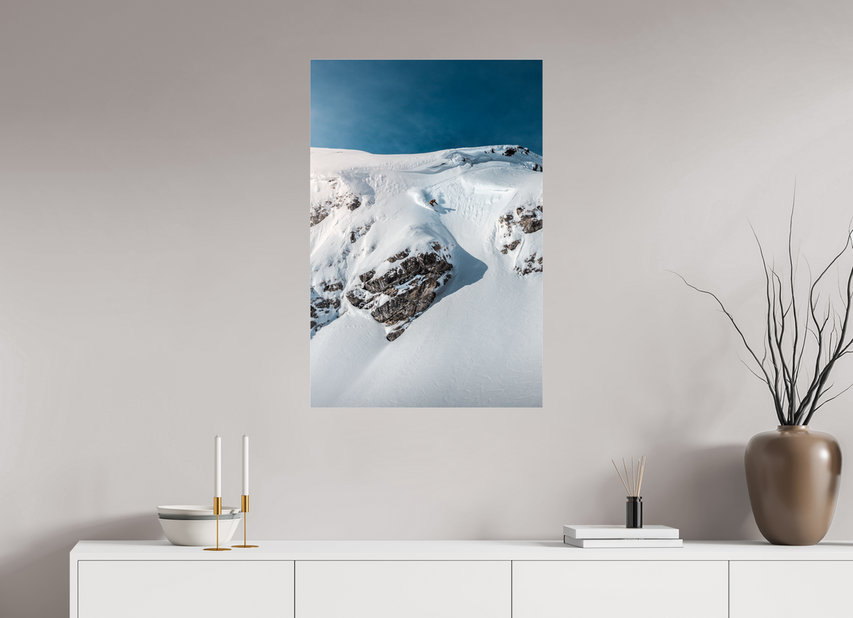 60 x 90 cm, Photo Print Under Acrylic Glass Skier Dropping a Steep Line, Arlberg