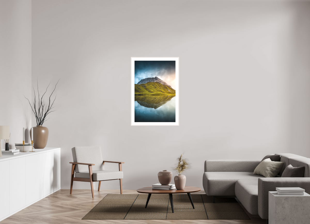 70 x 105 cm, Rahmen-Weiß Morning Light at the Monzabonsee, Zürs